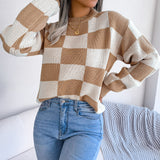 Checkered Crewneck Sweater
