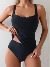 Women's Two-Piece Casual Swimsuit in Black – Timeless Elegance & Comfort
