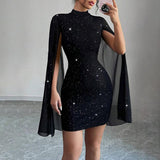 Glitter Bodycon Mini Cocktail Dress