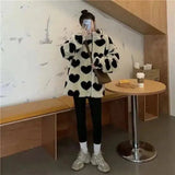 Heart Pattern Fleece Jacket-Picture color-1