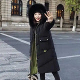 Winter Coat with Fur Hood for Women-Black-1