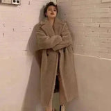 Women's Oversized Winter Trench Coat-Brown-1