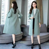 Elegant Women's Long Winter Coat-Mint Green-1