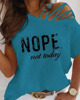 Women's Casual Slogan Strappy T-Shirt-Green-1