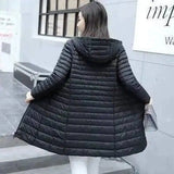 Women's cotton-padded jacket mid-length light and large size-1