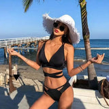 style swimsuit ladies split bikini-Black-1