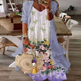 Summer Women's Print Holiday Suspender Dress Two-piece Set-1