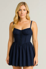 蕾丝吊带连衣裙夏季时尚系带修身收腰