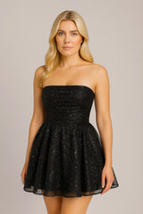 抹胸蕾丝连衣裙后背蝴蝶结夏季时尚银/S