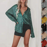 Long-Sleeved Sequin Shirt
