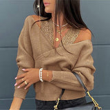 Off-Shoulder Lace Trim Blouse