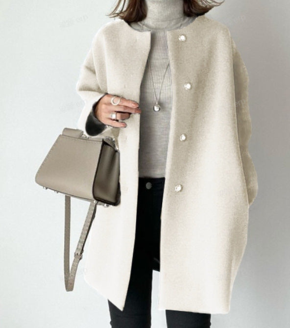 Wool Blend Straight Cardigan Coat