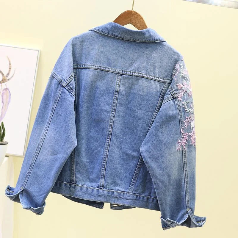 Floral Embroidered Denim Jacket for Women – A Touch of Elegance-3