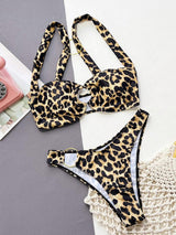 Leopard Ring Detail Bikini Set-4