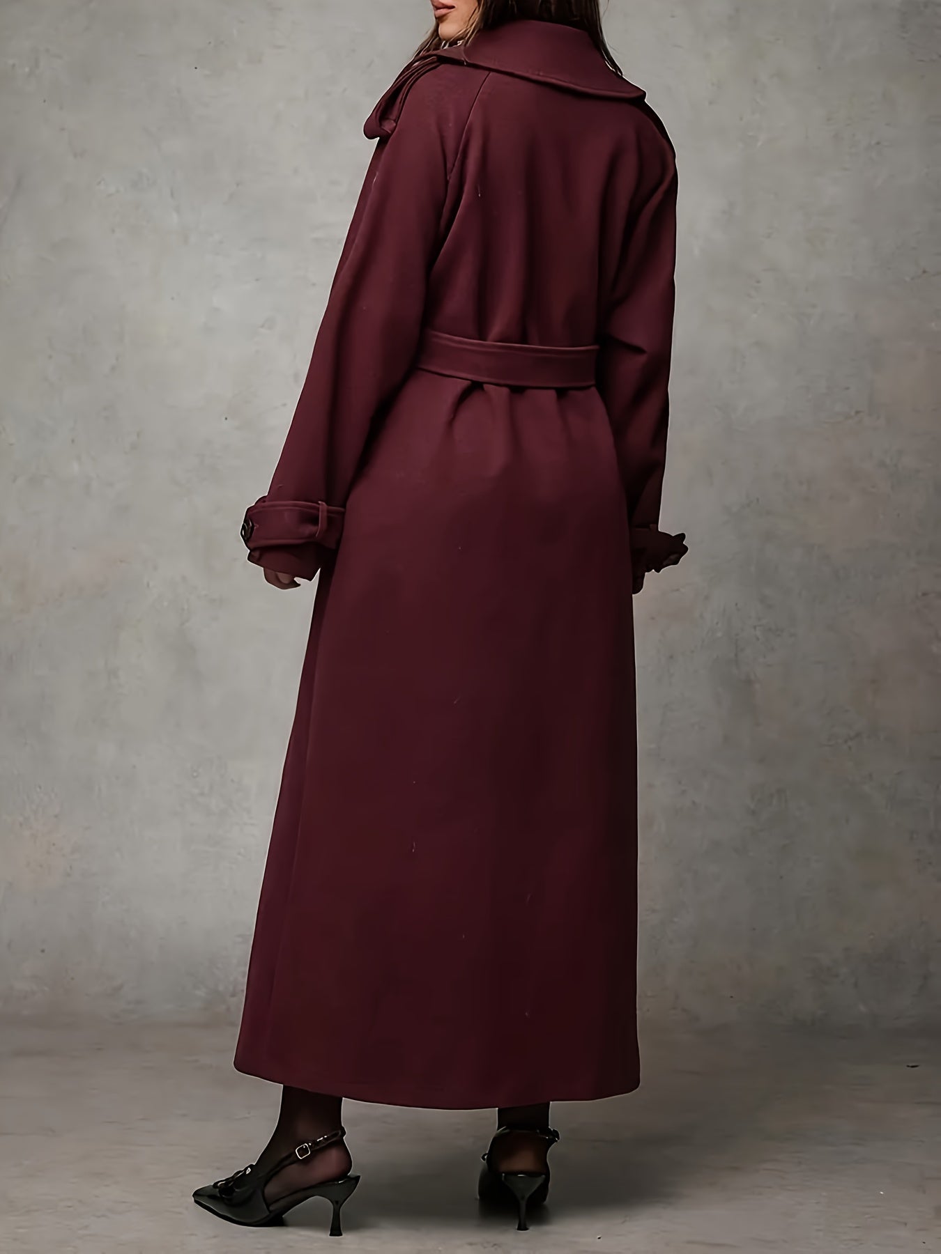 Wool Blend Double-Breasted Trench