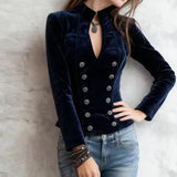 Velvet Double-Breasted Blazer
