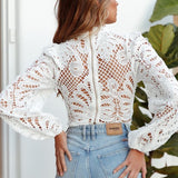 Lace Mock Neck Long Sleeve Top