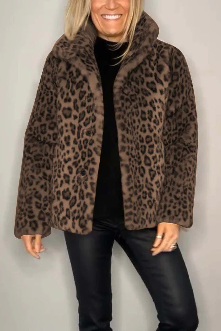 Chic Leopard Faux Leather Jacket
