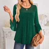 Ruffle Sparkle 3/4 Sleeve Top