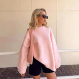 Sweet Crew Neck Pullover Sweater – Loose Long-Sleeve Winter Top | Cozy & Stylish Women’s Fashion-Pink-2