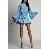 Luxury Pleated Bell Sleeve Dress