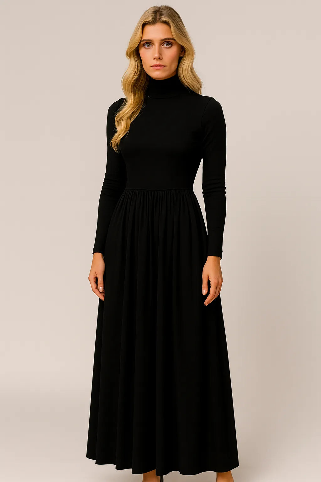 Timeless Black Turtleneck Dress