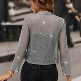 Sequin Trim Cropped Cardigan