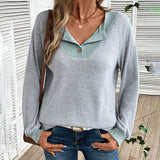 Color Block V-Neck Pullover