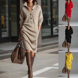 Chic Cozy V-Neck Sweater Dress