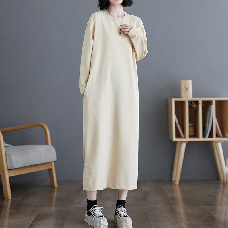 Relaxed Long Sleeve Midi Dress