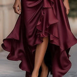 Vintage A-Line Ruffle Maxi Dress