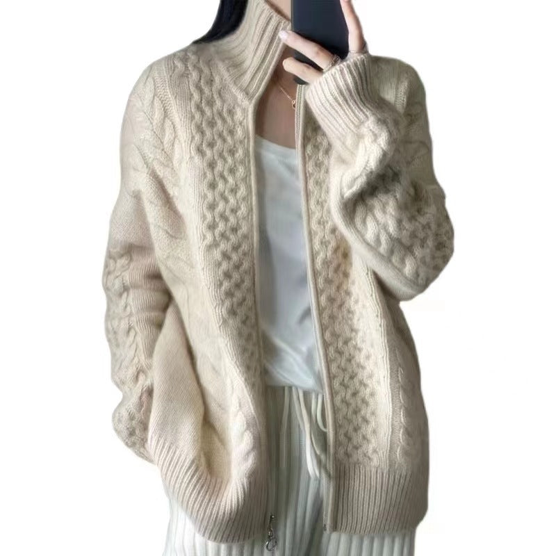Chic High-Collar Knit Cardigan