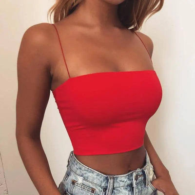 2024 New Fashion Women Spaghetti Strap Crop Top Bodycon-13