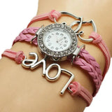 Alloy Love Double Heart-shaped Love Woven Multi-layer Watch-8