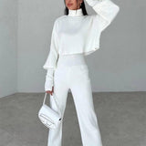 Autumn And Winter European And American Turtleneck Loose-White-9