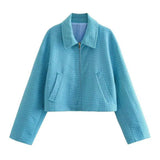 Baseball Jacket Female Niche Coat Jacket-Sky Blue-5