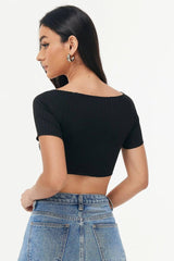 Beauty -umbilical Short -sleeved Sexy Thread Short Top-2