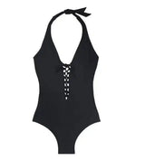 Bikini Swim Fashion Sexy Solid Color One-piece-Black-1