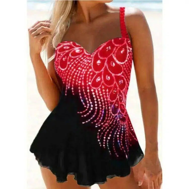 Bikini, Tube Top, Diamond And Feather Contrast Color-4