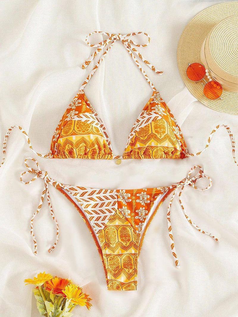 Boho Chic Beachwear Bikini Set-Orange-8