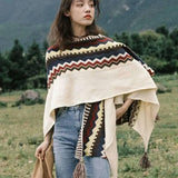 Bohemian Style Tassel Cape Knitted Warm Scarf-8