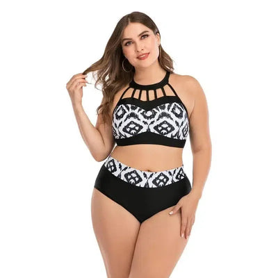 Women High Waist Bikinis set Swimsuit Plus size Swimwear Large Big Plussize New Swimming Suits Beachwear Wear For Female-8823-8