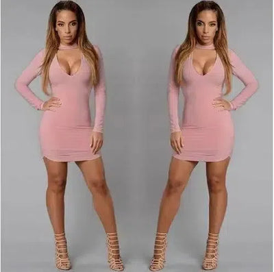 bursting, V collar, cocktail dresses and dress dresses-Pink-7