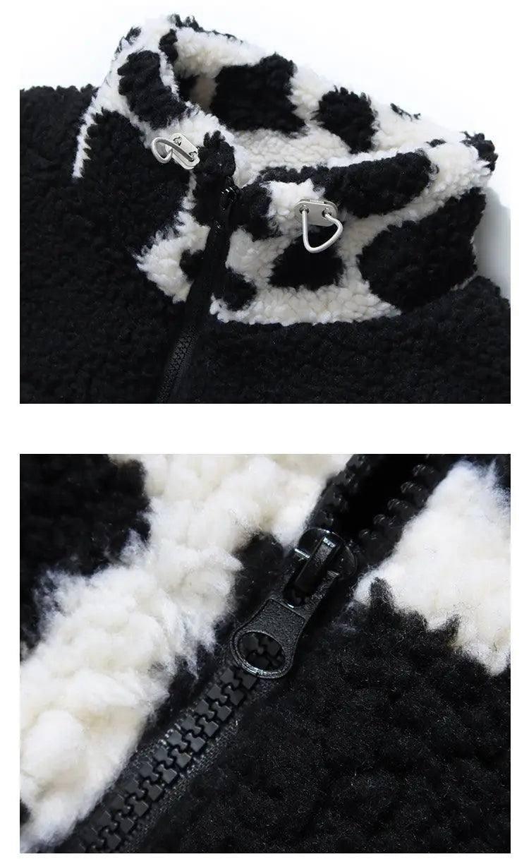 Camouflage Panda Cow Spotted Lamb Wool Coat Men And Women-6