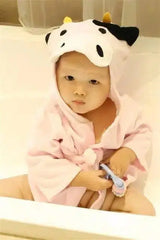 Cartoon Cute Animal Modeling Baby Bath Towels Baby Bathrobes-Pinkcow-2