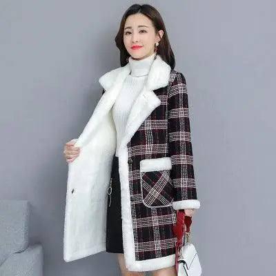 Cashmere Like Thickened Medium Length Cotton Padded Jacket-5