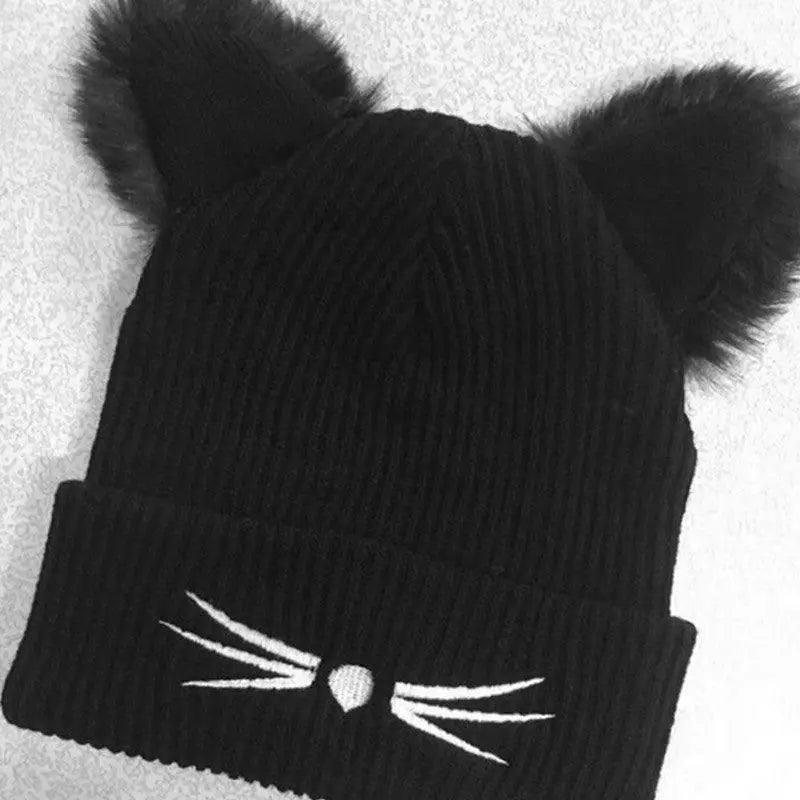 Cat Ear Fur Hat-Black-5