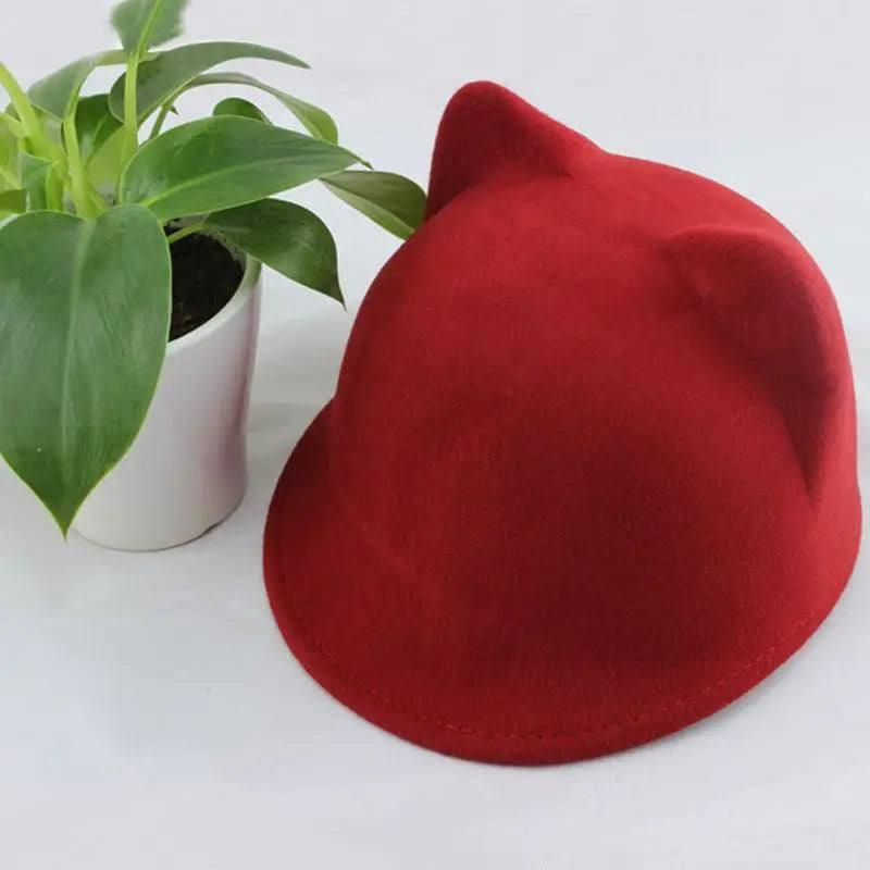 Cat ears Jazz hat top hat-Red-6