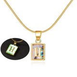 26 Letter Square Necklace Colorful Shell Luminous Pendant Chain Necklace For Women Temperament Ladies Jewelry-17