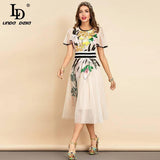 LD LINDA DELLA New 2021 Women Summer Fashion Runway Midi Dress Butterfly Sleeve Sequined Embroidery Ladies Slim A-Line Dresses-3